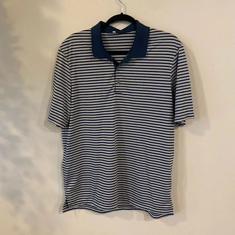 Athletic striped short sleeve polo shirt